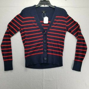 COPY - J Crew Womens Button Up Cardigan Sweater Blue Red Striped